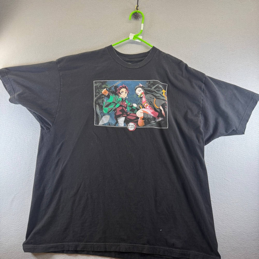 Demon Slayer Tanjiro Nezuko Graphic T-Shirt Mens 3XL Black Cotton Anime Tee